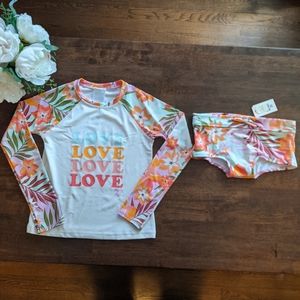 Girl's Billabong rash guard swimsuit size 10 NWT